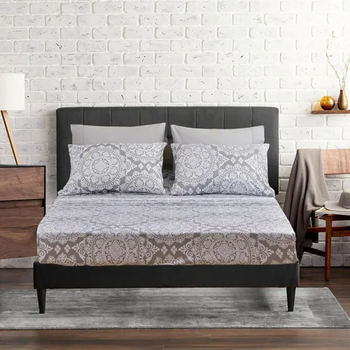 Miniatura 23 de American Home Collection - Juego de sábanas y fundas de almohada estampadas de 6 piezas, con 14 pulgadas de caída; sábanas de microfibra con doble