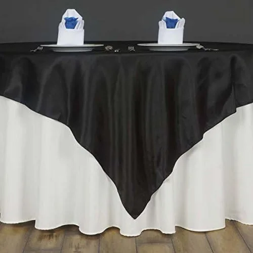 TABLECLOTHSFACTORY - Mantel cuadrado de satén de 60 pulgadas para decoración de mesa de boda, catering, fiesta, color negro (mesas)
