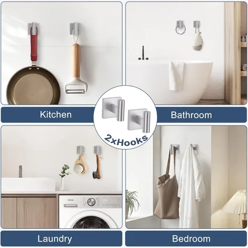 Miniatura 5 de TURS Juego de 5 Piezas de Accesorios de Ferretería de Baño de Níquel Cepillado, Juego de Barras para Toallas de Baño de Acero Inoxidable SUS304, Kit