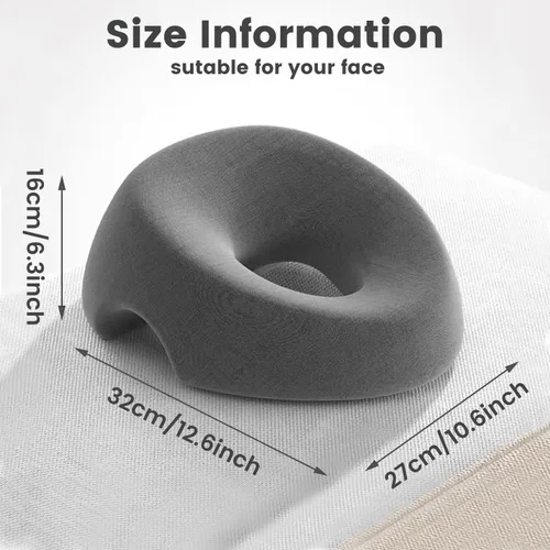 Miniatura 2 de Almohada boca abajo para dormir propenso, almohada de masaje de espuma viscoelástica para cama, soporte transpirable de diseño abierto para personas