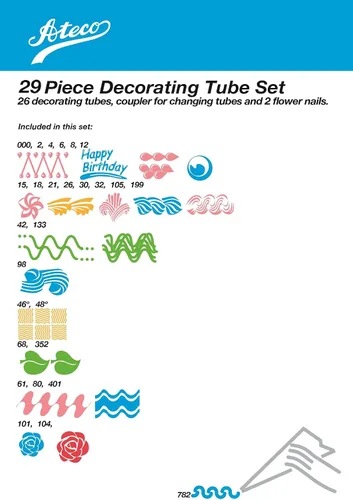 Miniatura 2 de Ateco Juego de decoración de pasteles, 29 piezas, plástico