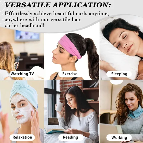 Miniatura 6 de ZILAMPU Diadema de varilla rizadora sin calor, rizadores de pelo para dormir, morado, 70 pulgadas de largo, material de terciopelo extra suave