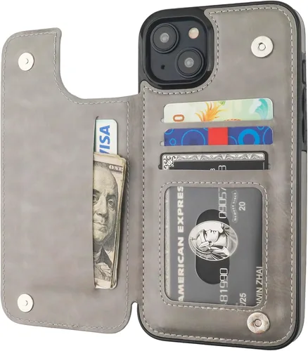 Miniatura 8 de ONETOP - Funda tipo cartera compatible con iPhone 15 Plus con soporte para tarjetas, funda de cuero PU con soporte y ranuras para tarjetas, doble