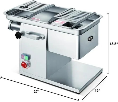 Miniatura 5 de KWS JQ-58 Duo Function Commercial 1950W 2.6HP Cortador eléctrico de carne fresca de 0.118 in + picadora de carne de acero inoxidable, máquina todo