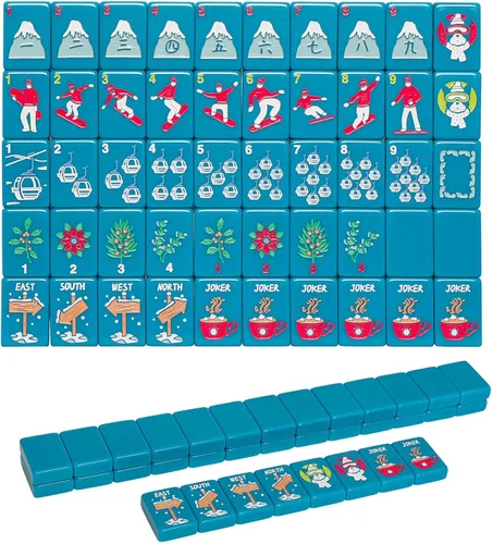 Jongyance American Mahjong - Juego de fichas con bolsa de transporte y accesorios, 160 fichas de Mahjong grabadas en acrílico