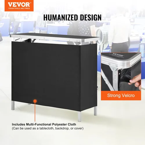 Miniatura 4 de VEVOR Mesa de Bar Portátil Plegable, Mesa de Podio para Ferias Comerciales para Interiores, Exteriores, Fiestas, Picnic, Exposición, Incluye Estuche