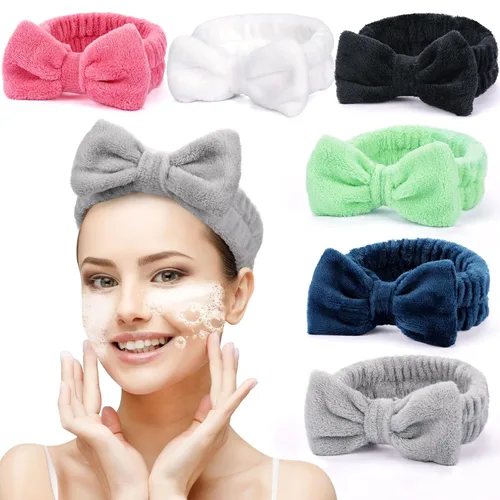 Miniatura 7 de UMIKU Paquete de 8 diademas faciales para mujeres - Suaves en polar de coral, cosméticas y para el cuidado de la piel, envolturas para el cabello