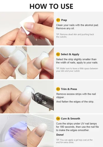Miniatura 6 de AutyaMee Tiras de uñas de gel semicuradas (limón fresco), 20 unidades de envolturas de uñas de gel, calcomanías, calidad de salón, arándano, verano