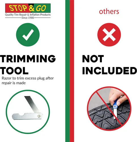 Miniatura 7 de Stop & Go 1020 Kit de reparación de neumáticos sin cámara de 25 piezas con mango en T y cuerda, para pinchazos o llantas ponchadas en automóvil