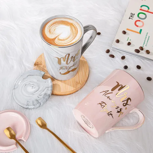 Miniatura 3 de Biching Regalos de despedida de soltera para recién casados, regalos de compromiso para parejas - Juego de regalo de taza de café de cerámica