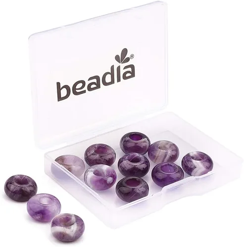 Miniatura 16 de BEADIA Cuentas de jade amarillo natural rondelle con orificio grande (5.5mm) cuentas sueltas semipreciosas para hacer joyas 0.55x0.295 pulgadas 12