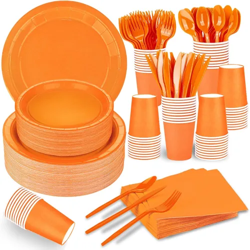 Miniatura 9 de El juego de 228 piezas de suministros de fiesta color rosa incluye platos de papel, vasos, servilletas rosas, cucharas de plástico, tenedores