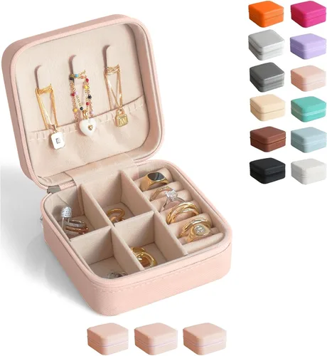 BeBeGee Joyero de viaje, mini organizador de viaje portátil, pequeñas cajas de joyería para mujeres, regalos de dama de honor y artículos esenciales