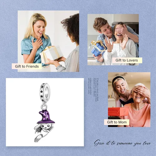 Miniatura 6 de RMMY Dije de plata de ley S925 para pulsera, collar, colgante, personajes de películas de dibujos animados para mujeres y niñas, regalos
