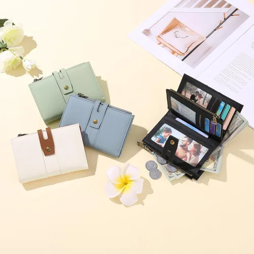 Miniatura 7 de GAEKEAO - Cartera pequeña para mujer de cuero con bloqueo RFID, cartera de tres cuerpos, tarjetero para tarjetas de crédito, tarjetero con ventana