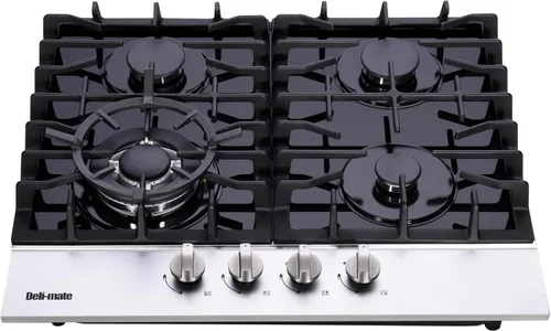 Miniatura 2 de DM4188-01 - Cocina de gas de doble combustible de 24 pulgadas, estufa convertible de 5 quemadores GLP/NG con superficie de vidrio templado