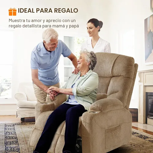 Miniatura 7 de CDCASA Silla Reclinable de Elevación Eléctrica de Gran Tamaño con Doble Motor que se Recuesta Completamente con Masaje, Calefacción, Textil
