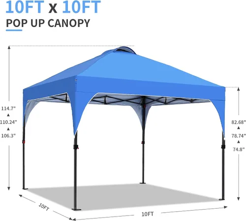 Miniatura 9 de GDY Tienda de campaña desplegable de 10 x 10 pies, gazebo para exteriores con 4 bolsas de arena, toldo fácil de instalar con 3 alturas ajustables