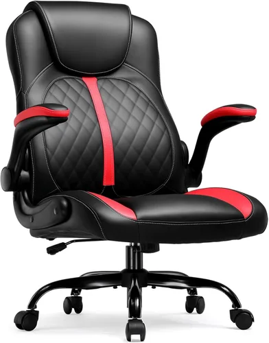 Miniatura 11 de COMHOMA Silla ergonómica para juegos de oficina para adultos, con soporte lumbar, brazos abatibles, altura ajustable, ruedas giratorias de piel Azul