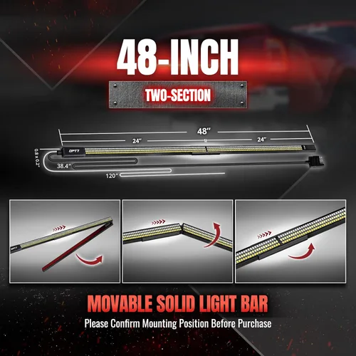 Miniatura 2 de OPT7 48" Barra de luz LED Redline Parlux de triple fila para puerta trasera con señal direccional ámbar secuencial, marco de aluminio rígido – Solo