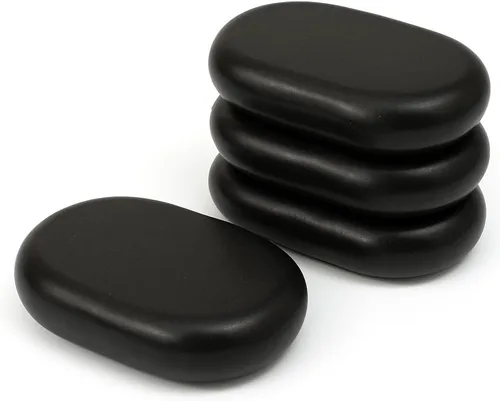 Miniatura 12 de Piedras de masaje caliente de alta calidad, juego de 4 piedras de basalto XXL grandes para terapia de spa, relajación y alivio muscular de tejido