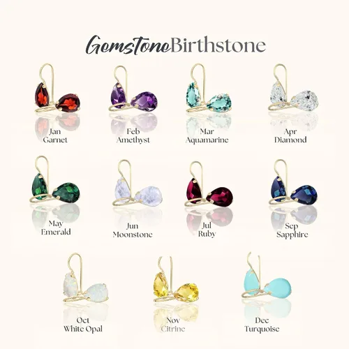 Miniatura 5 de 14K Solid Gold Earrings - Gemstone Earrings for Women - 14K Gold Earrings for Women - Birthstone Earrings - Teardrop Earrings for Women - Gold