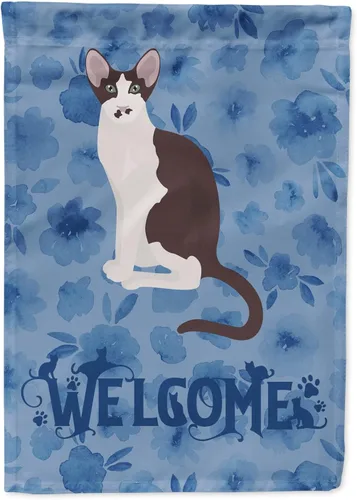 Miniatura 142 de Caroline's Treasures CK5047CHF Ojos Azules - Bandera de bienvenida con diseño de gato para casa de porche, grande, para colgar en la pared