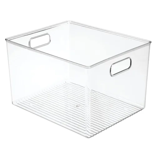 Miniatura 10 de mDesign Contenedor grande de plástico organizador de almacenamiento, organización de armario para pasillo, dormitorio, ropa de cama, abrigo