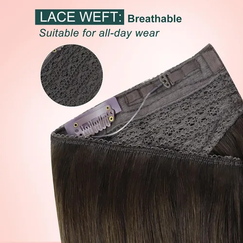 Miniatura 13 de Easyouth Extensión de cabello humano rubio con cola de caballo, extensiones de cabello humano rubio dorado con reflejos rubios, extensiones