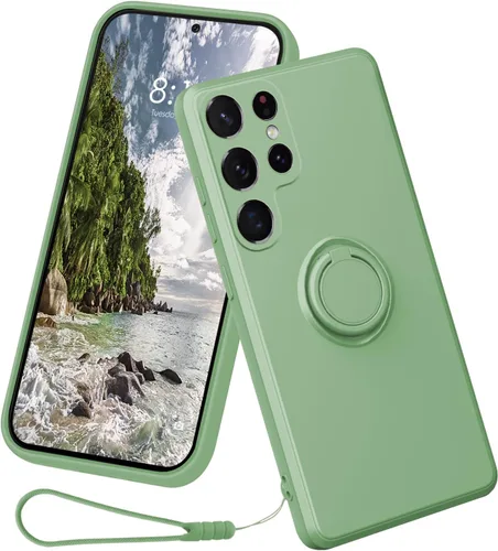 Miniatura 17 de Funda compatible con Samsung Galaxy S22 Ultra (5G 2022 lanzado), silicona con anillo giratorio de 360°, soporte magnético para automóvil, funda