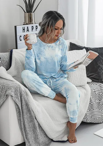 Miniatura 43 de Prettygarden - Conjunto de pijama de dos piezas para mujer, diseño de teñido anudado, sudadera informal de manga larga con pantalones largos, ropa
