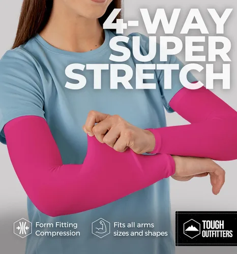 Miniatura 4 de Mangas de brazo de protección solar UV para hombres y mujeres, manga de enfriamiento de compresión deportiva UPF 50, base de cáncer de piel Rosa