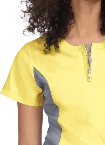 Miniatura 3 de KOI Lite - Camiseta deportiva con 4 bolsillos y cuello con cremallera para mujer