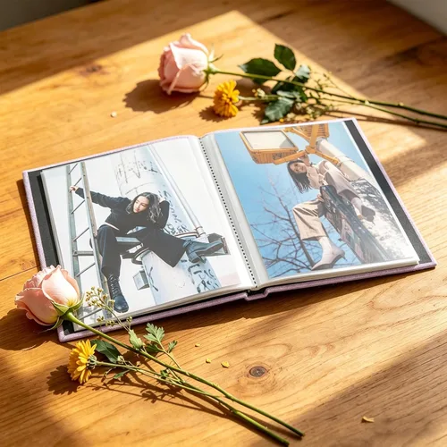 Miniatura 4 de Álbum de fotos de lino de 8 x 10 pulgadas, álbum de 26 páginas con capacidad para 52 fotos, carpeta de presentación de arte para almacenamiento