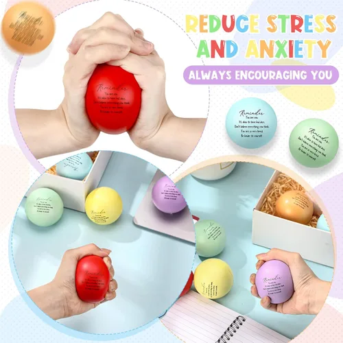 Miniatura 4 de Leitee 21 bolas motivacionales para el estrés, regalo de salud mental, bolas inspiradoras para aliviar el estrés con citas de aliento para terapia