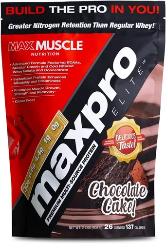 Miniatura 12 de Max Muscle Maxpro Elite - Proteína de suero en polvo, 1.06 oz de proteína, 0.00 oz de azúcar, 0.23 oz de BCAA Proteína aislada de suero filtrada