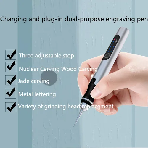 Miniatura 2 de Bolígrafo de grabado eléctrico inalámbrico, micro bolígrafo de pulido con plantillas y 33 brocas, recargable por USB, mini herramientas