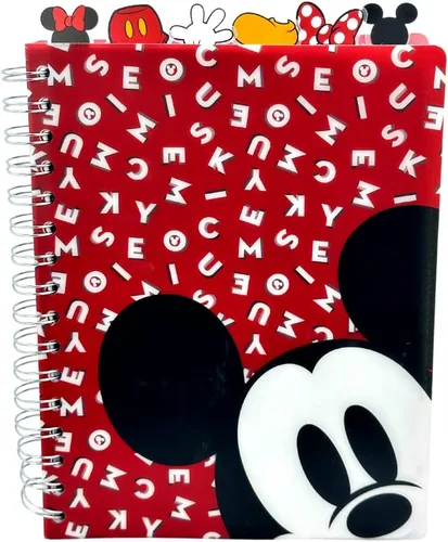 Cuaderno de Disney de Minnie y Mickey Mouse, encuadernado en espiral, 144 páginas a rayas, 20 x 18 cm, Rojo