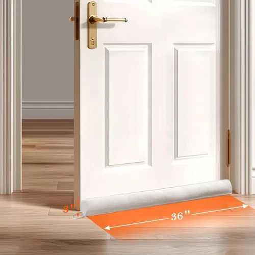 Miniatura 2 de Sunolga Tope de corrientes de aire para puerta de lino de 36 pulgadas, bloquea el aire caliente y frío con cubierta extraíble lavable para la parte
