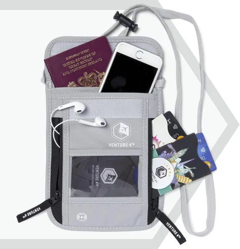 Miniatura 3 de Venture 4th bolsa de cuello de viaje con traba RFID, Plateado), V4-01-NP-SL