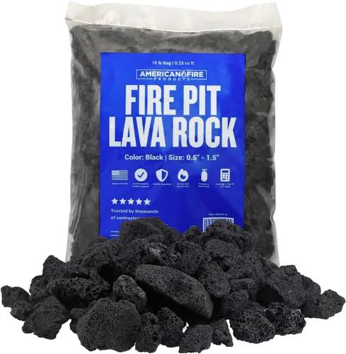 American Fire Products | Roca de lava media, 1/2 a 1 pulgada | Uso en chimenea, hoguera o cuenco | Roca volcánica para exteriores e interiores para