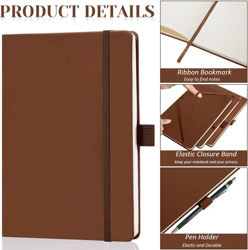 Miniatura 4 de Laumoi Paquete de 20 cuadernos de bolsillo de 3.7 x 5.7 pulgadas, tapa dura, pequeños cuadernos de bolsillo con soporte para bolígrafo, diario marrón
