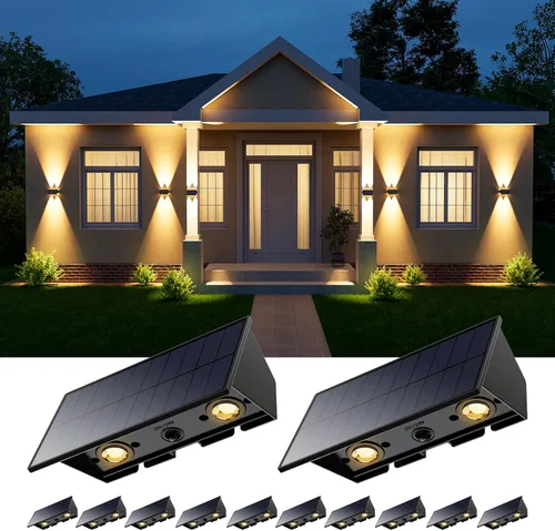 Miniatura 10 de 4 Pack Solar Powered Wall Lights for Outside Up and Down Fence Mount LED Outdoor Decorative Waterproof Lamps for Porch, Deck, Patio, Yard, Garden, 4