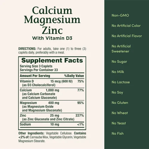 Miniatura 3 de Nb VIT Cal/Mag/Zinc Size 100s Nature's Bounty Calcio-Magnesio-Zinc Comprimidos 100