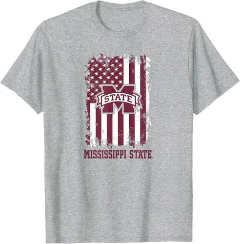 Miniatura 7 de Camiseta patriótica retro con bandera estadounidense de los Mississippi State Bulldogs, Negro