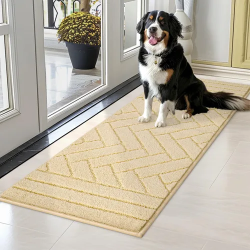 Miniatura 16 de Tindbea Tapete para perro para patas fangosas, absorbe la humedad, la suciedad, antideslizante, lavable, tapete de barro para perros, parte trasera