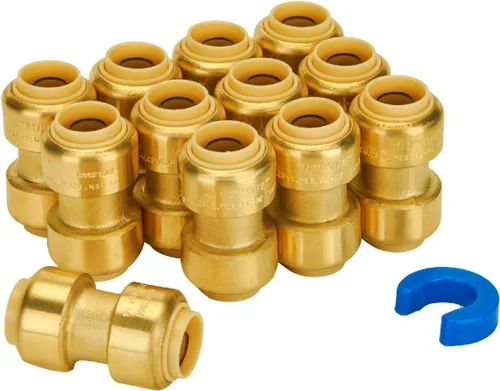 SUNGATOR Acoplamiento de 1/2 pulgada, accesorios Pex a presión de 1/2 pulgada, acoplamiento recto de 1/2", accesorios de latón sin plomo para