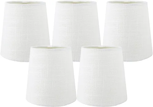 Miniatura 14 de Juego de 2 pantallas de lámpara de araña de lino blanco hueso con clip, 3.5 x 4.5 x 4.5 pulgadas