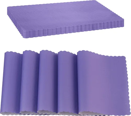 Miniatura 19 de Mantel Individual de Papel Desechable, Negro, Manteles Individuales con Bordes Escalonados, Mantel Individual de Papel Duradero para Decoración