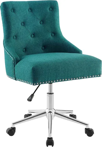 Miniatura 9 de Modway Regent - Silla de oficina giratoria de tela tapizada con botones capitoné y ribete de cabeza de clavo en color azul